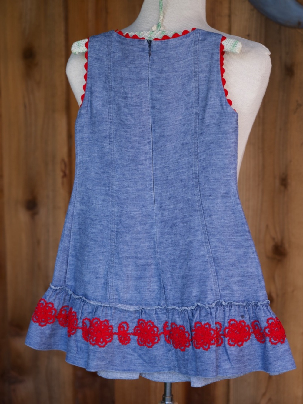 Pili Carrera 100% Linen Heather Blue Sleeveless Mini Dress Made In Spain Kids 6 - Picture 11 of 15